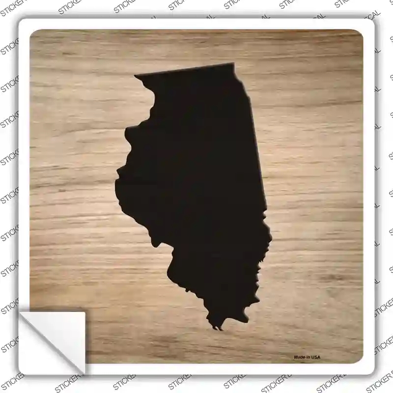 SQ-1065s-S Illinois Shape Letter Tile Novelty Square Sticker Decal, Small