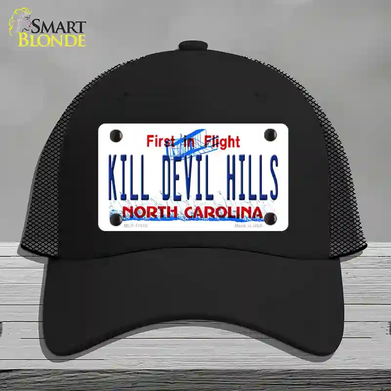 HAT01-MLP-11818 Kill Devil Hills North Carolina Novelty License Plate Hat, Mesh - Black