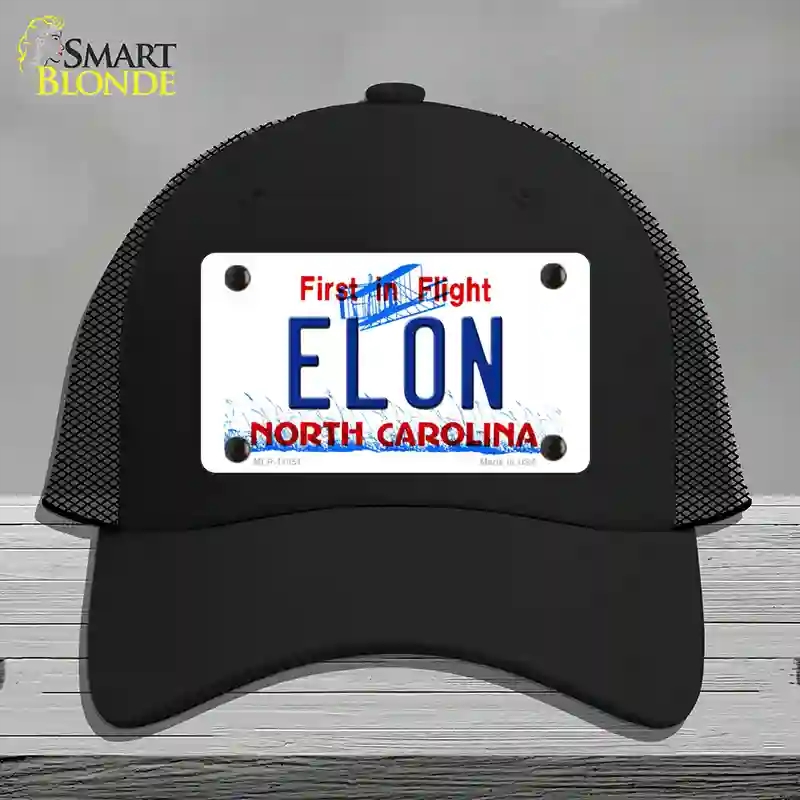 HAT01-MLP-11851 Elon North Carolina Novelty License Plate Hat, Mesh - Black