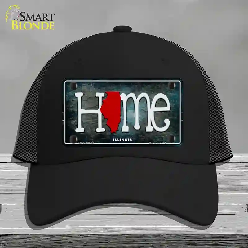 HAT01-MLP-12004 Illinois Home State Outline Novelty License Plate Hat, Mesh - Black