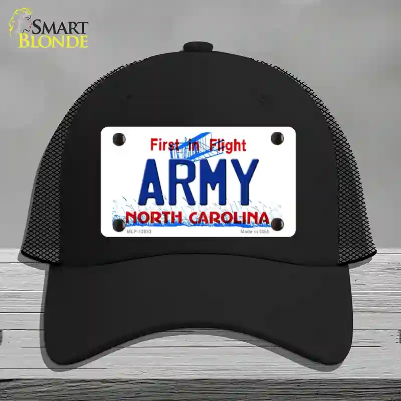 HAT01-MLP-12093 Army North Carolina State Novelty License Plate Hat, Mesh - Black