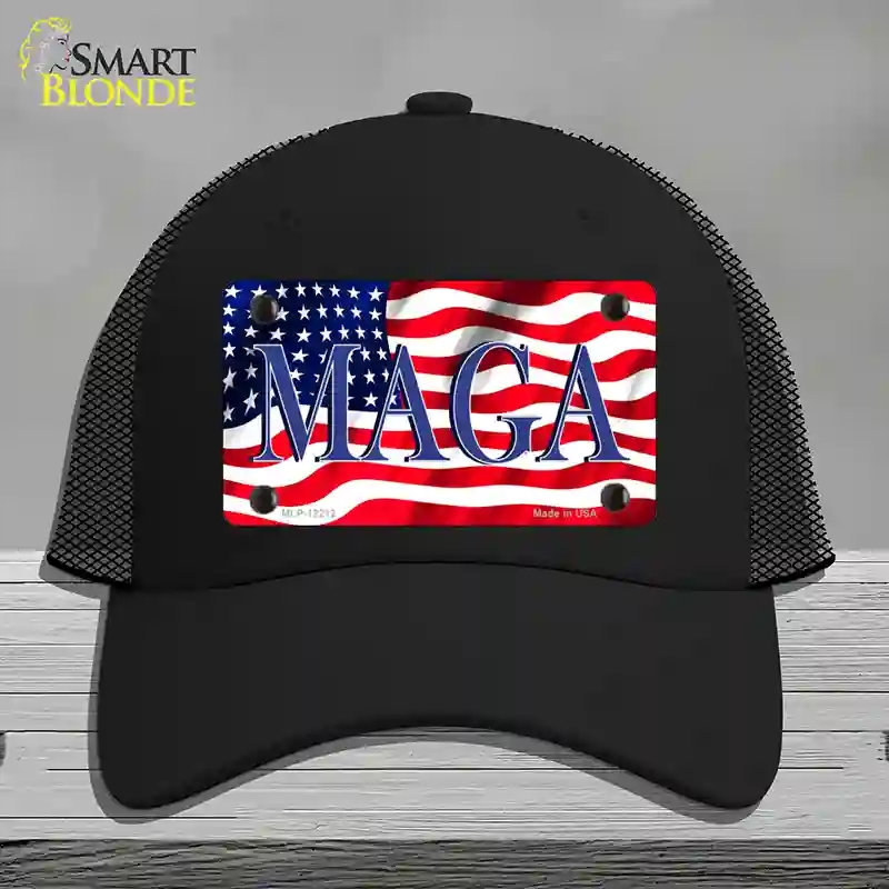 HAT01-MLP-12212 MAGA Flag Novelty License Plate Hat, Mesh - Black