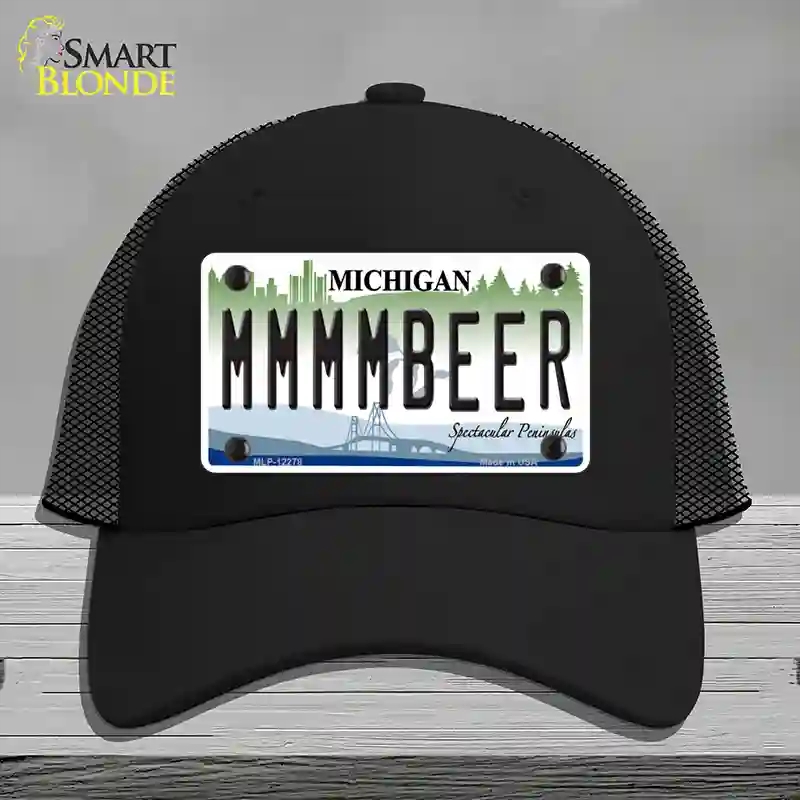 HAT01-MLP-12278 Michigan MMMMBeer Novelty License Plate Hat, Mesh - Black