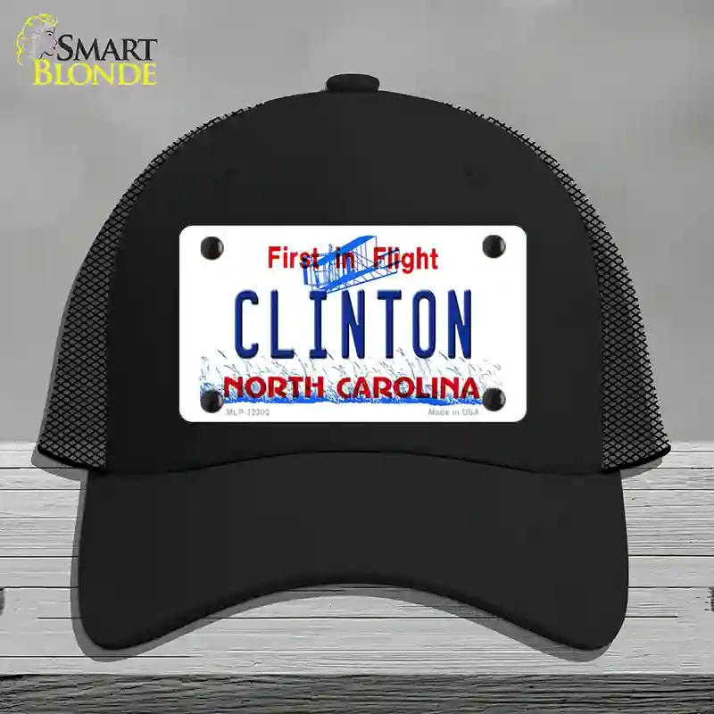 HAT01-MLP-12302 North Carolina Clinton Novelty License Plate Hat, Mesh - Black