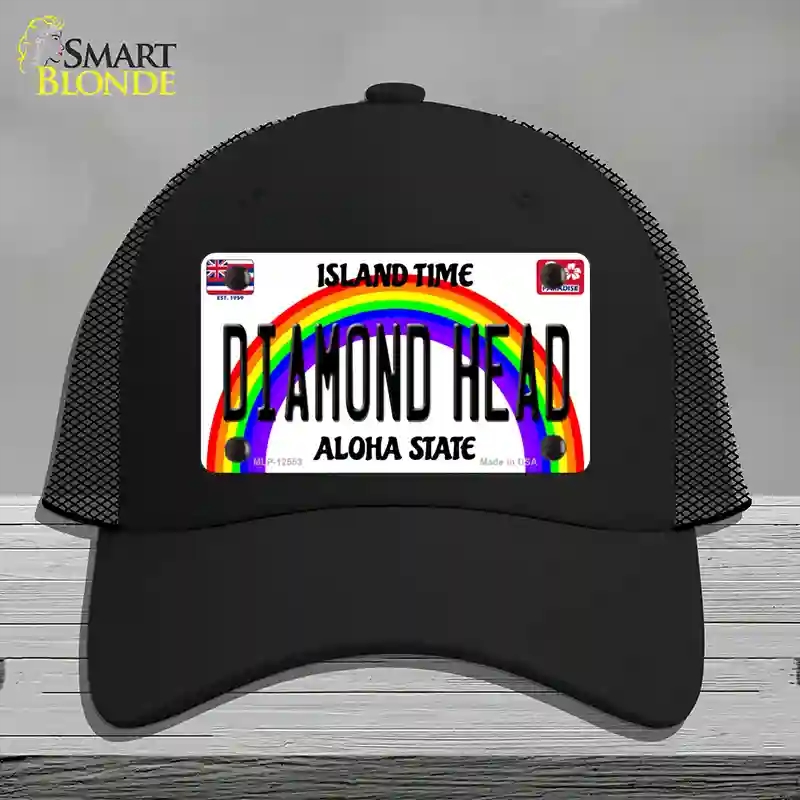 HAT01-MLP-12553 Diamond Head Hawaii Novelty License Plate Hat, Mesh - Black