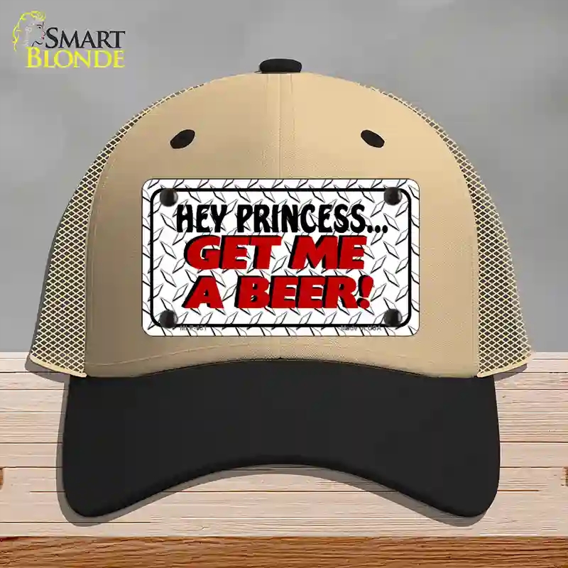 HAT02-MLP-031 Get Me a Beer Novelty License Plate Hat, Mesh - Khaki & Black