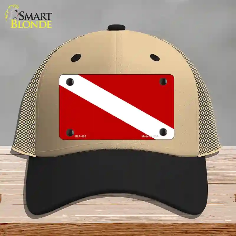 HAT02-MLP-082 Diving Flag Novelty License Plate Hat, Mesh - Khaki & Black