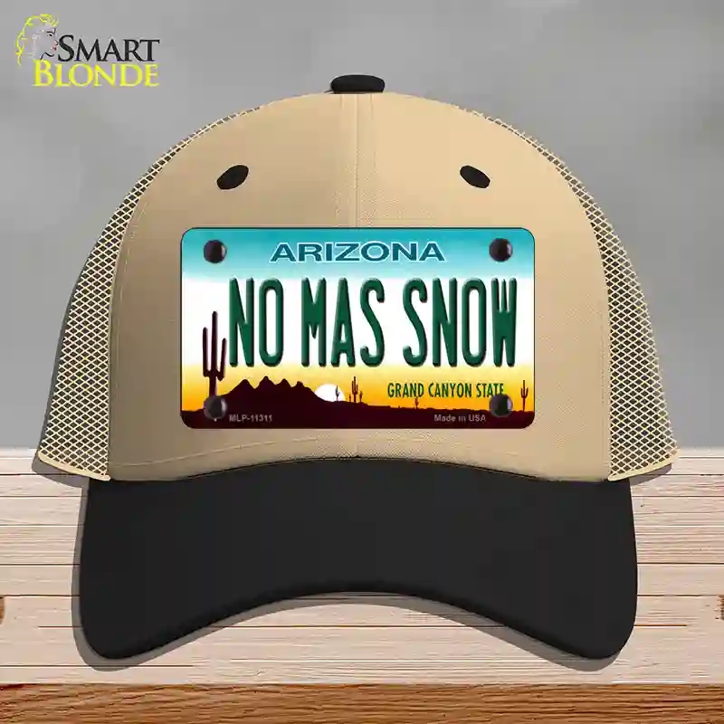HAT02-MLP-11311 No Mas Snow Novelty License Plate Hat, Mesh - Khaki & Black