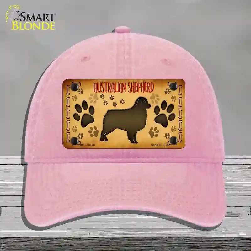 HAT12-MLP-10430 Australian Shepherd Novelty License Plate Hat, Unconstructed Cotton - Pink