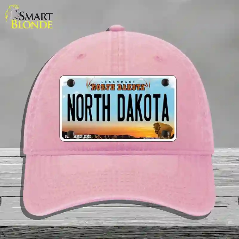 HAT12-MLP-10700 North Dakota Legendary Novelty License Plate Hat, Unconstructed Cotton - Pink