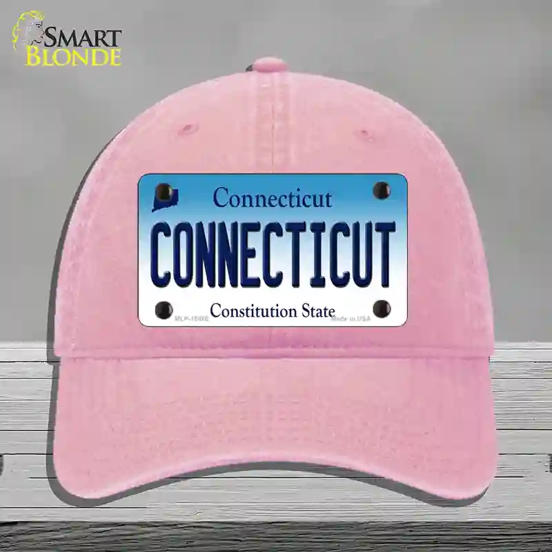 HAT12-MLP-10888 Connecticut State Novelty License Plate Hat, Unconstructed Cotton - Pink