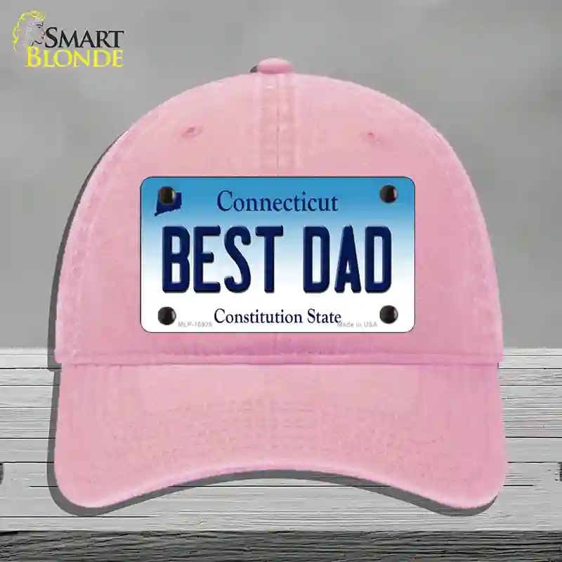 HAT12-MLP-10928 Best Dad Connecticut Novelty License Plate Hat, Unconstructed Cotton - Pink