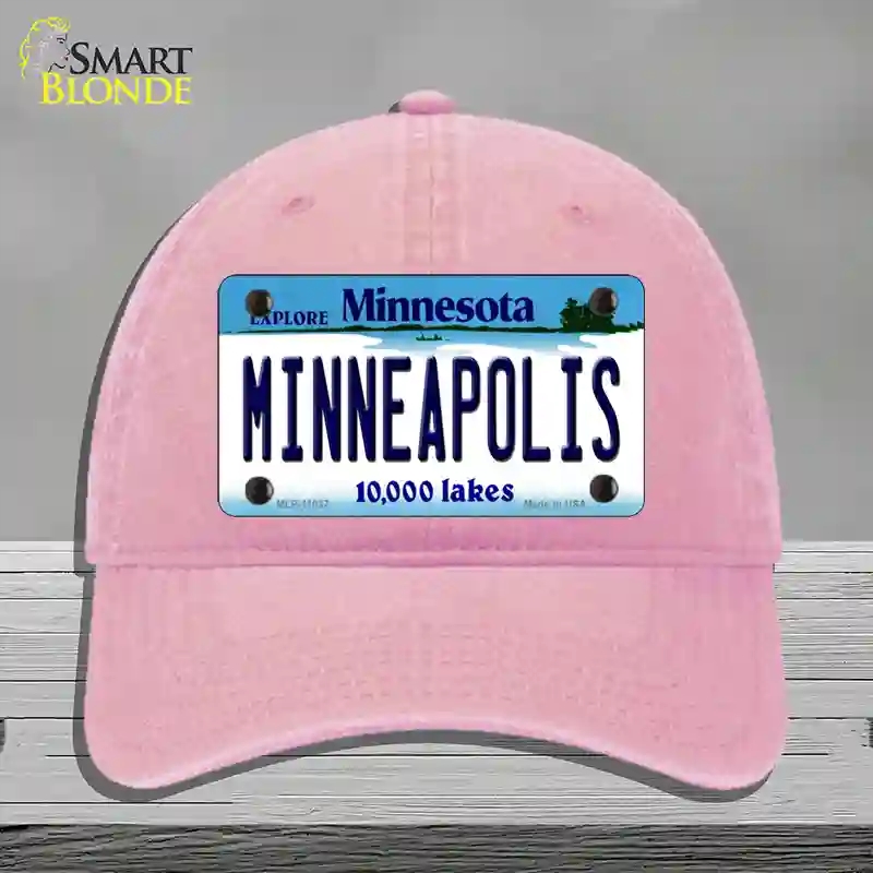 HAT12-MLP-11037 Minneapolis Minnesota State Novelty License Plate Hat, Unconstructed Cotton - Pink