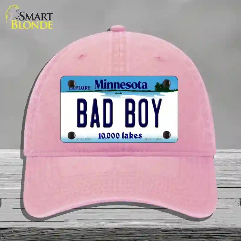 HAT12-MLP-11078 Bad Boy Minnesota State Novelty License Plate Hat, Unconstructed Cotton - Pink