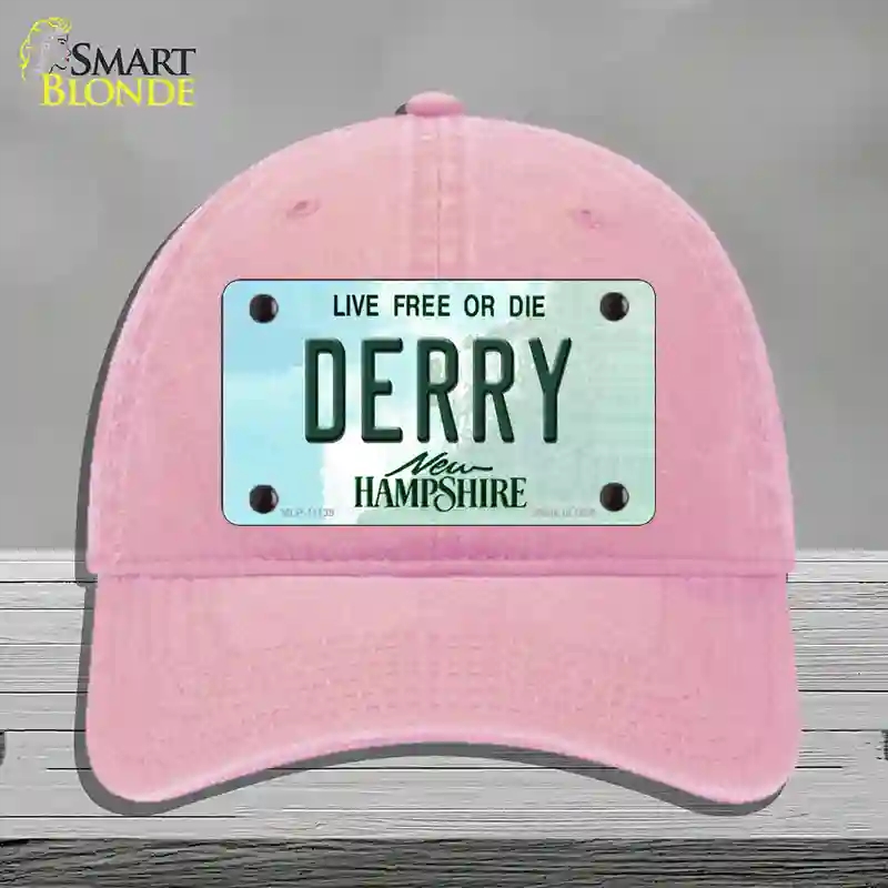 HAT12-MLP-11139 Derry   Hampshire State Novelty License Plate Hat, Unconstructed Cotton - Pink
