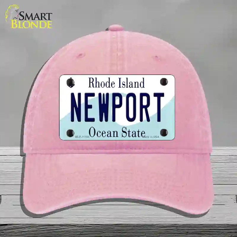 HAT12-MLP-11183   Port Rhode Island State Novelty License Plate Hat, Unconstructed Cotton - Pink