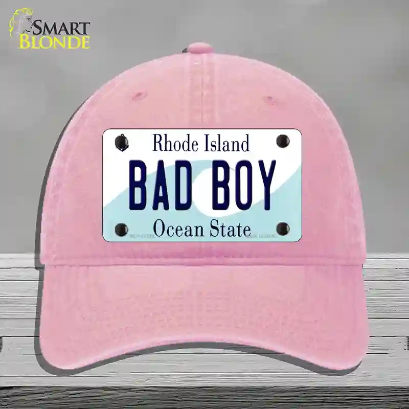HAT12-MLP-11219 Bad Boy Rhode Island State Novelty License Plate Hat, Unconstructed Cotton - Pink