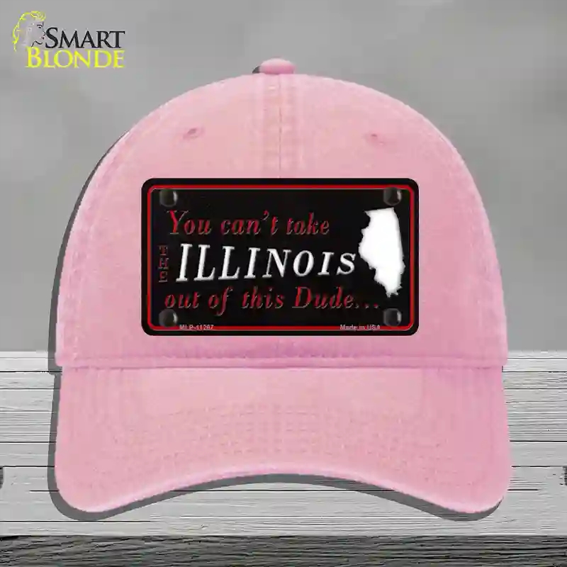 HAT12-MLP-11267 Illinois Dude Novelty License Plate Hat, Unconstructed Cotton - Pink