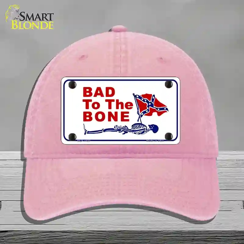HAT12-MLP-1127 Bad to the Bone Novelty License Plate Hat, Unconstructed Cotton - Pink