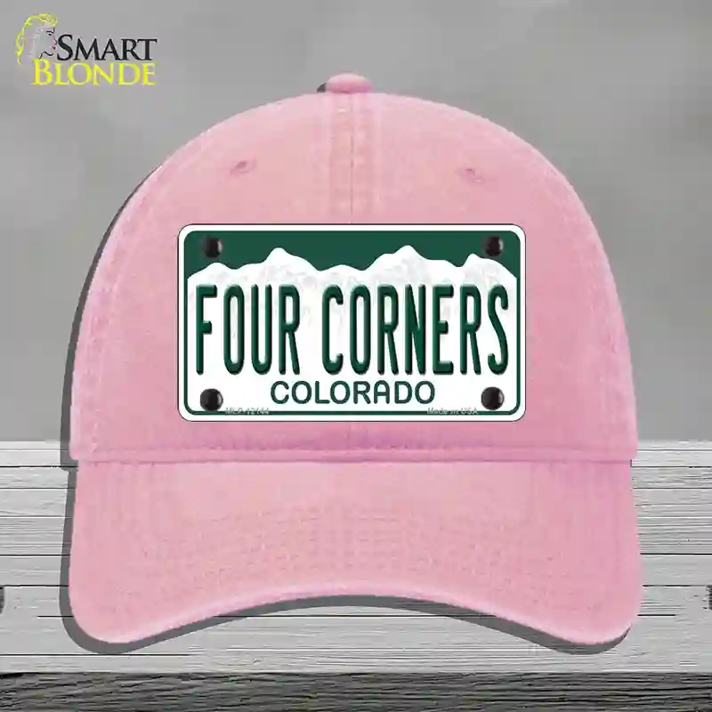 HAT12-MLP-12144 Four Corners Colorado Novelty License Plate Hat, Unconstructed Cotton - Pink