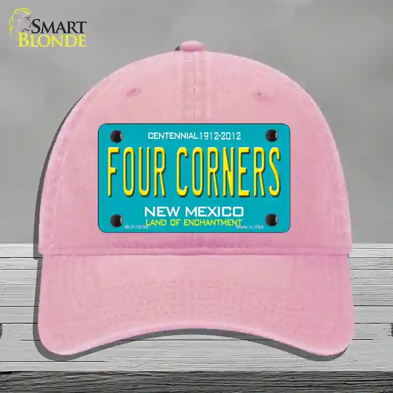 HAT12-MLP-12160 Four Corners Teal   Mexico Novelty License Plate Hat, Unconstructed Cotton - Pink