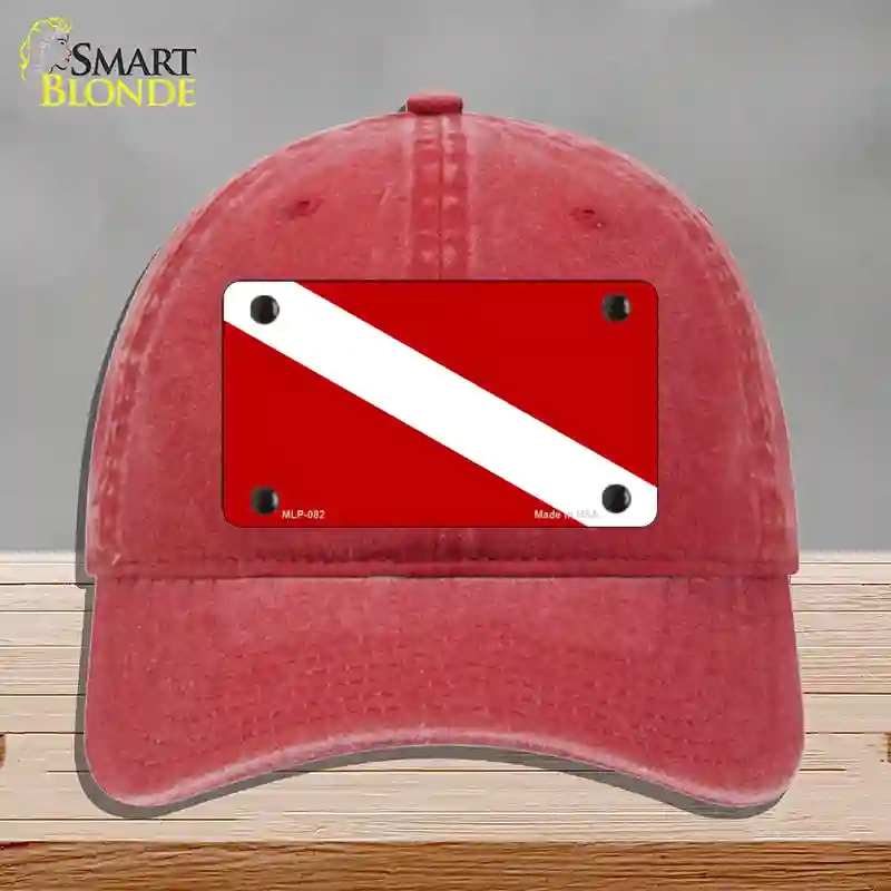 HAT13-MLP-082 Diving Flag Novelty License Plate Hat, Unconstructed Cotton - Red