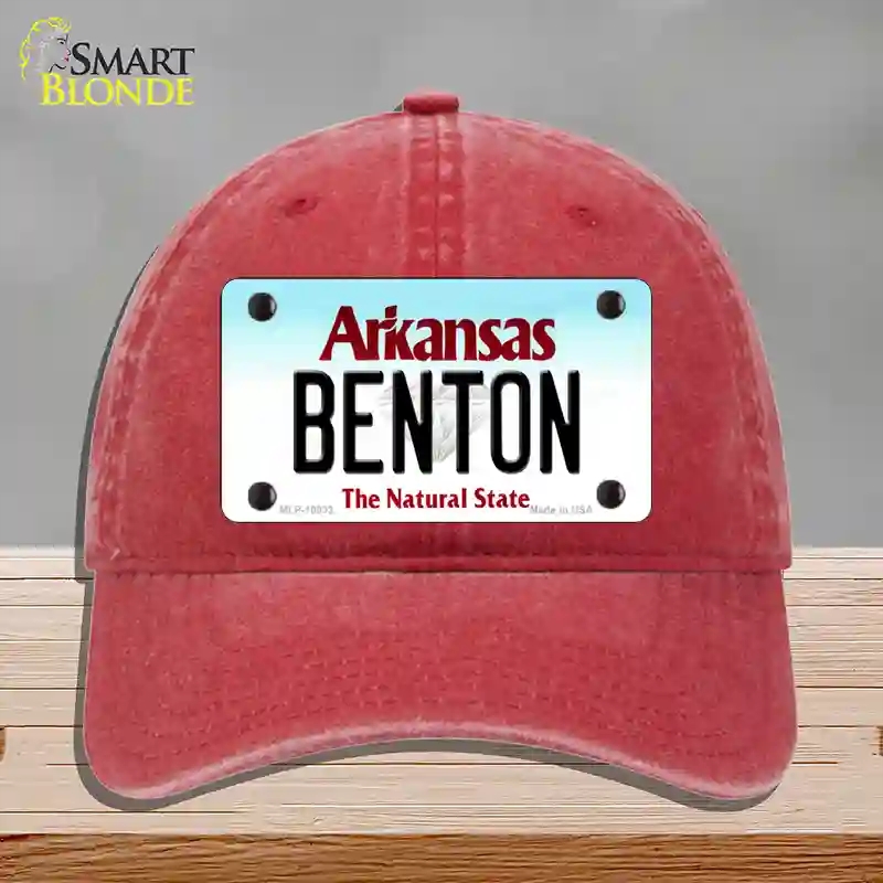 HAT13-MLP-10033 Benton Arkansas Novelty License Plate Hat, Unconstructed Cotton - Red