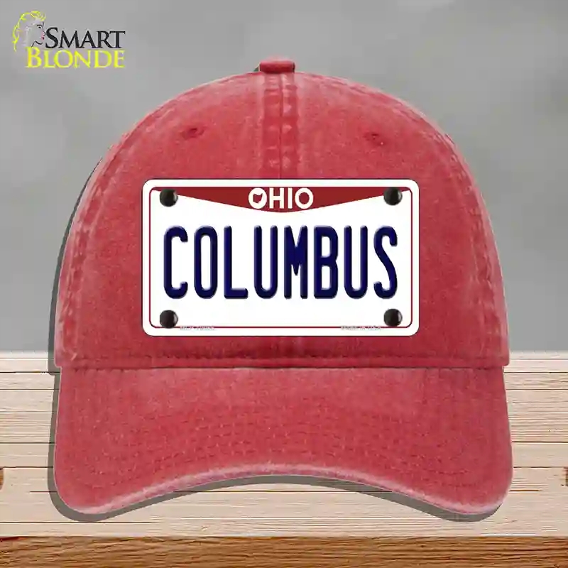 HAT13-MLP-10066 Columbus Ohio Novelty License Plate Hat, Unconstructed Cotton - Red