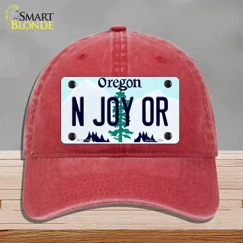 HAT13-MLP-10340 N Joy OR Oregon Novelty License Plate Hat, Unconstructed Cotton - Red