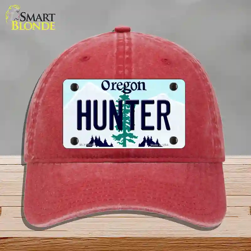 HAT13-MLP-10378 Hunter Oregon Novelty License Plate Hat, Unconstructed Cotton - Red