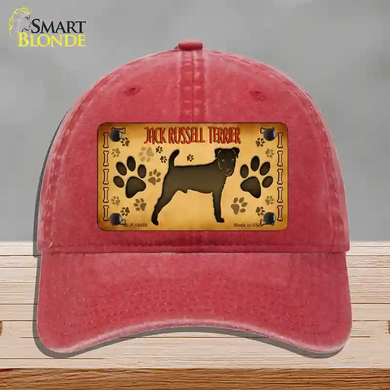 HAT13-MLP-10450 Jack Russell Terrier Novelty License Plate Hat, Unconstructed Cotton - Red