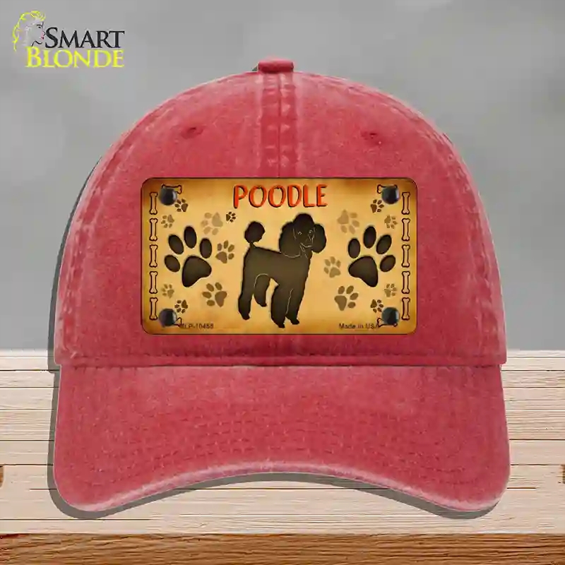 HAT13-MLP-10455 Poodle Novelty License Plate Hat, Unconstructed Cotton - Red