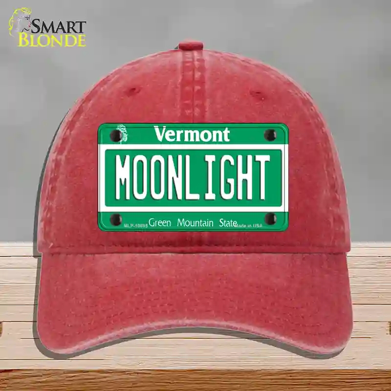 HAT13-MLP-10695 Moonlight Vermont Novelty License Plate Hat, Unconstructed Cotton - Red