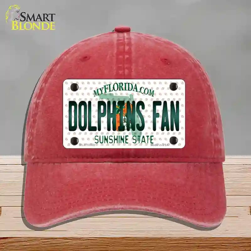 HAT13-MLP-10759 Dolphins Fan Florida Novelty License Plate Hat, Unconstructed Cotton - Red
