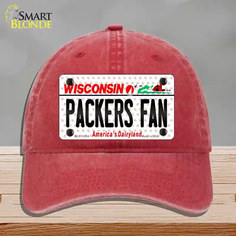 HAT13-MLP-10784 Packers Fan Wisconsin Novelty License Plate Hat, Unconstructed Cotton - Red