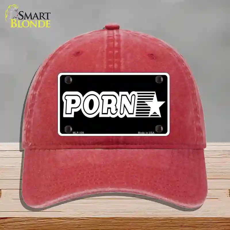 HAT13-MLP-109 Porn Star Novelty License Plate Hat, Unconstructed Cotton - Red