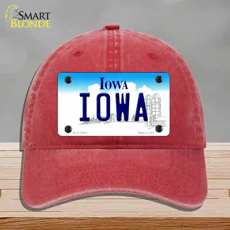 HAT13-MLP-10934 Iowa State Novelty License Plate Hat, Unconstructed Cotton - Red