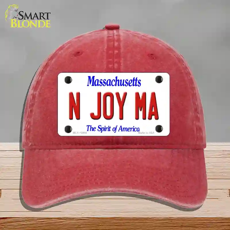 HAT13-MLP-10980 N Joy MA Massachusetts Novelty License Plate Hat, Unconstructed Cotton - Red