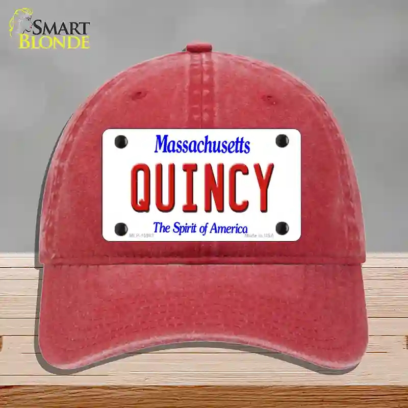HAT13-MLP-10987 Quincy Massachusetts Novelty License Plate Hat, Unconstructed Cotton - Red