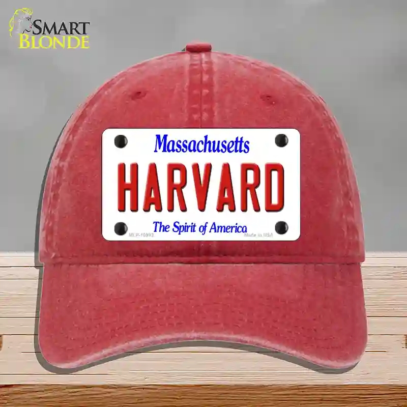 HAT13-MLP-10993 Harvard Massachusetts Novelty License Plate Hat, Unconstructed Cotton - Red