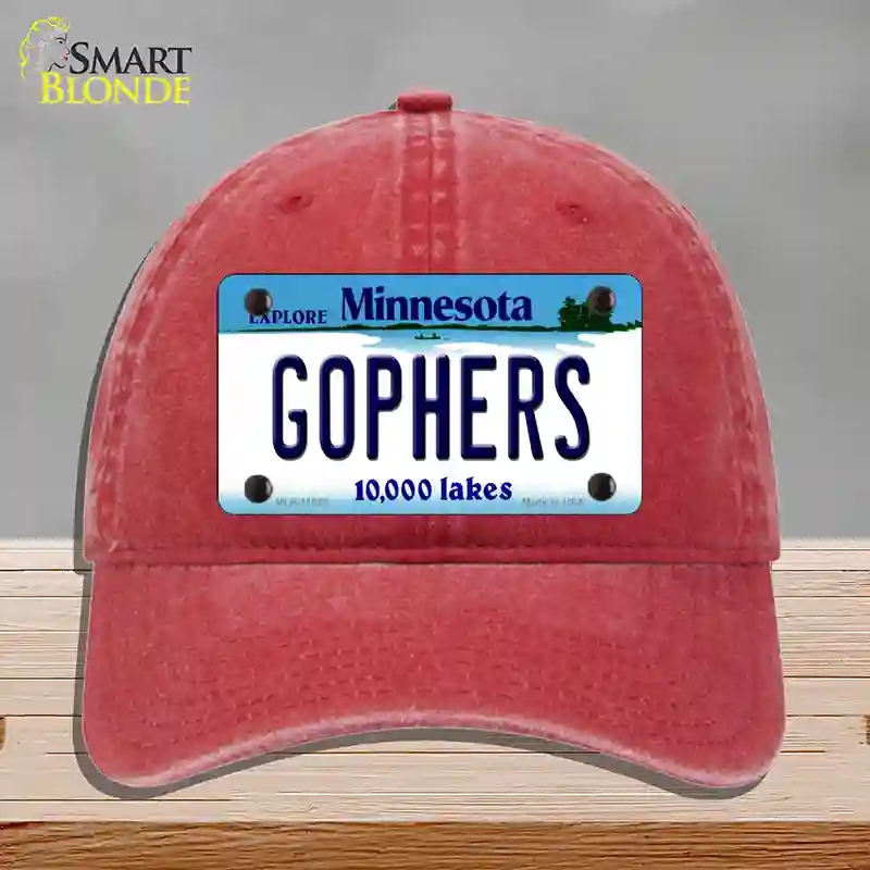 HAT13-MLP-11053 Gophers Minnesota State Novelty License Plate Hat, Unconstructed Cotton - Red