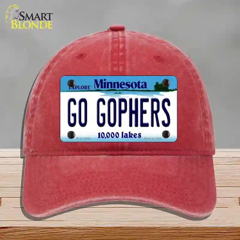 HAT13-MLP-11054 Go Gophers Minnesota State Novelty License Plate Hat, Unconstructed Cotton - Red