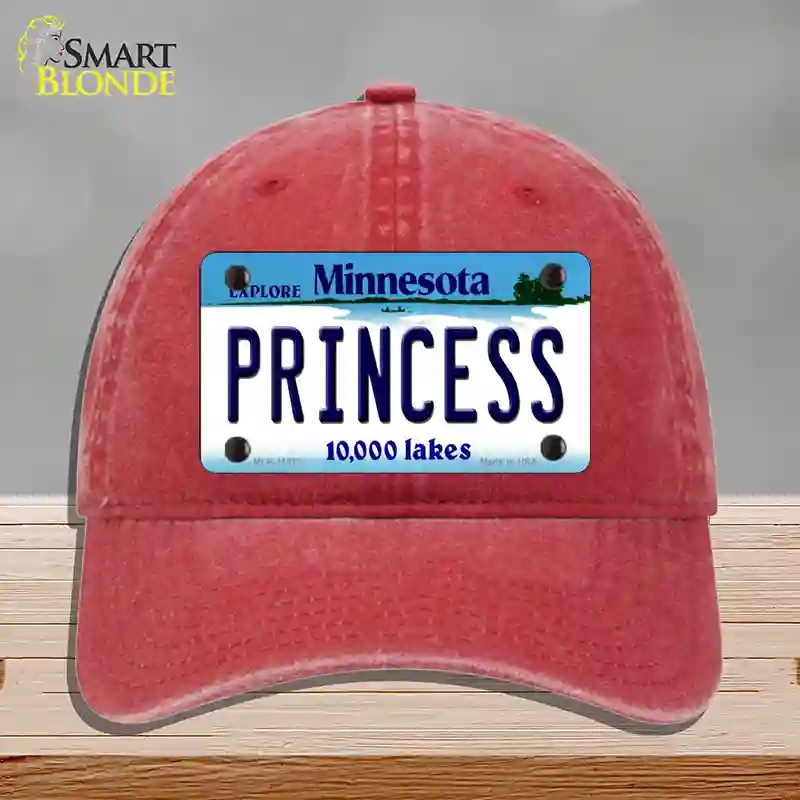 HAT13-MLP-11072 Princess Minnesota State Novelty License Plate Hat, Unconstructed Cotton - Red