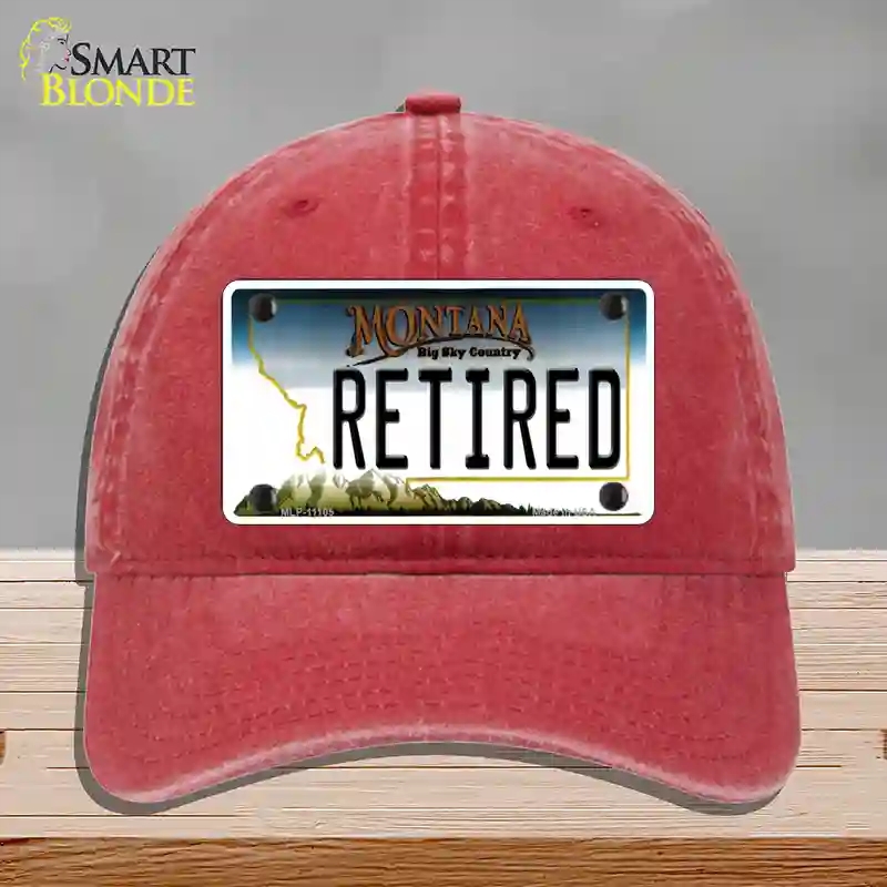 HAT13-MLP-11105 Retired Montana State Novelty License Plate Hat, Unconstructed Cotton - Red