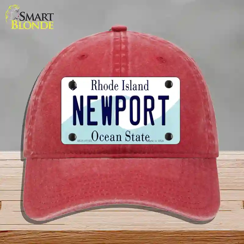 HAT13-MLP-11183   Port Rhode Island State Novelty License Plate Hat, Unconstructed Cotton - Red
