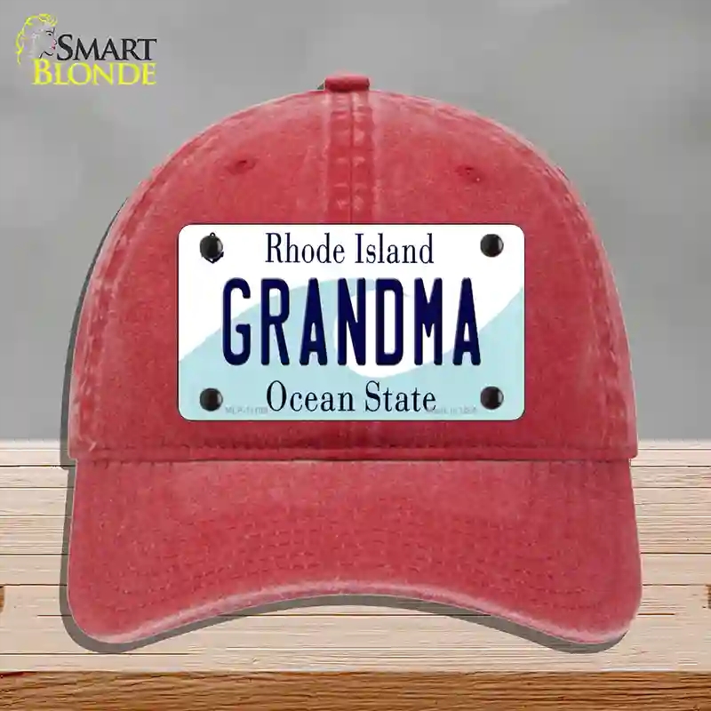 HAT13-MLP-11199 Grandma Rhode Island State Novelty License Plate Hat, Unconstructed Cotton - Red
