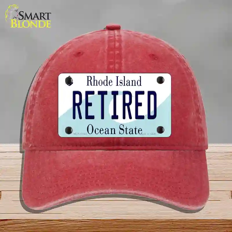 HAT13-MLP-11201 Retired Rhode Island State Novelty License Plate Hat, Unconstructed Cotton - Red