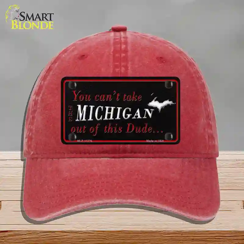 HAT13-MLP-11276 Michigan Dude Novelty License Plate Hat, Unconstructed Cotton - Red