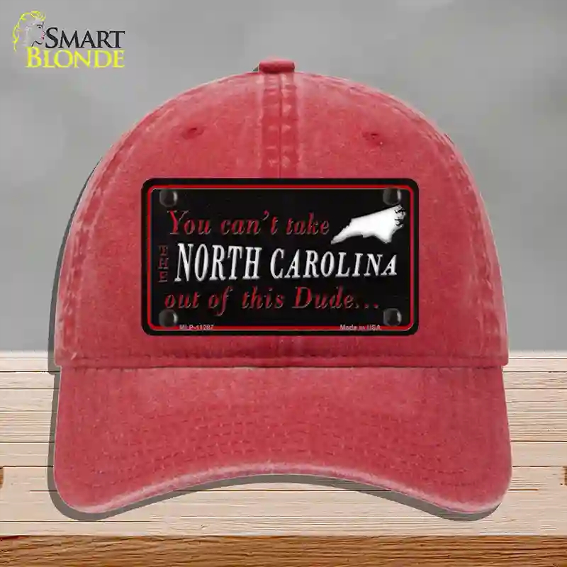 HAT13-MLP-11287 North Carolina Dude Novelty License Plate Hat, Unconstructed Cotton - Red