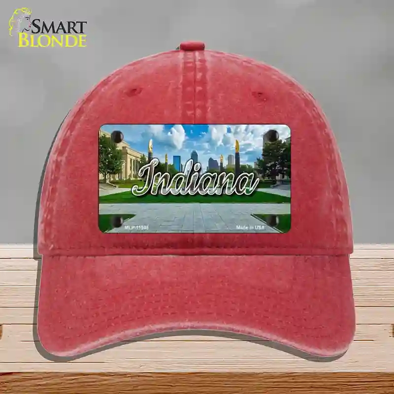 HAT13-MLP-11598 Indiana Sunny Park State Novelty License Plate Hat, Unconstructed Cotton - Red